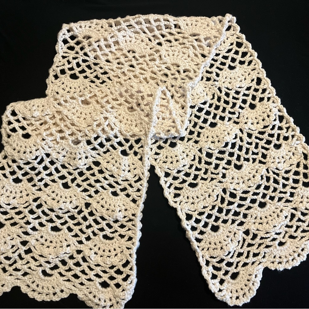 Elegant Cream Crochet Scarf